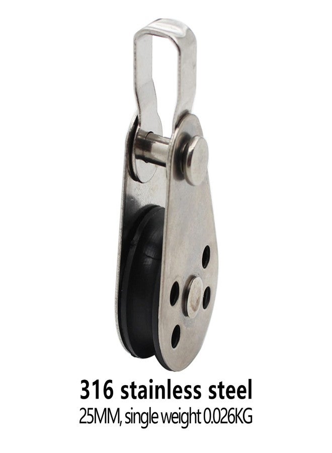 RUIFUU 4Pcs Stainless Steel Pulley,Kayak Pulley Nylon Marine Pulley Block Rope Runner Single Pulley Bearing Block Rope Runner for Most 0.08"/2mm to 0.32"/8mm Diameter Ropes - Image 3