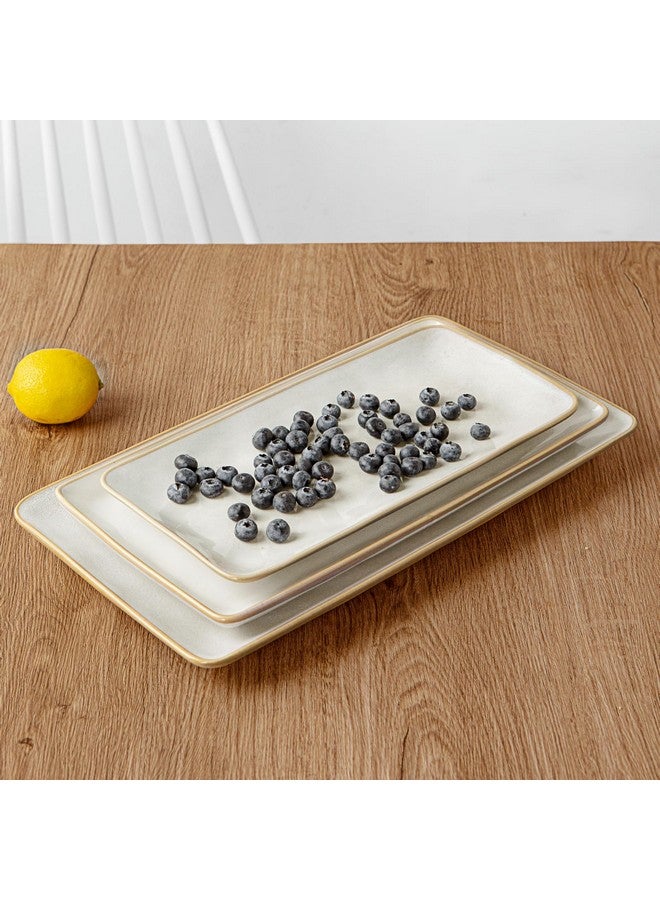 Famiware famiware Serving Platter, Rectangular 15.67/14.1/12.6 inch Serving Dishes for Entertaining, Microwave Dishwasher Safe, Stonware Serving Trays for Party, Turkey, Cheese, Ocean Series, Cappuccino White  - Image 5