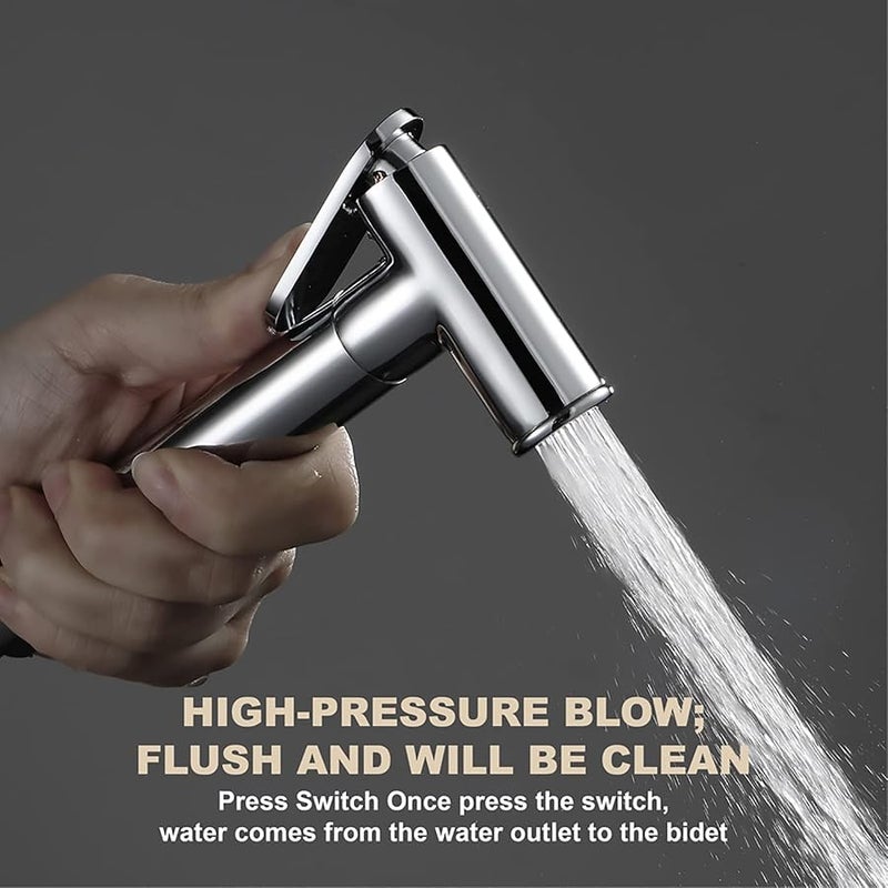 مرشة بيديت محمولة عالية الضغط طقم مرشة مرحاض للحفاضات القماشية والحيوانات الأليجة كروم - Image 3