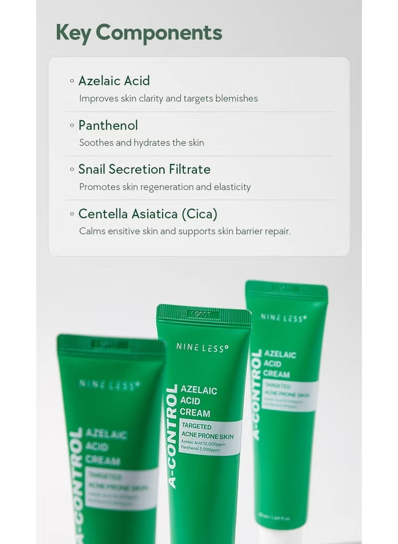 NINELESS A-Control Azelaic Acid Cream – Korean Blemish Clear Moisturizer for Face - Acne-Fighting & Hydrating for Clearer Skin - Blemish Relief, Soothing Recovery, 1.69oz. - Image 3