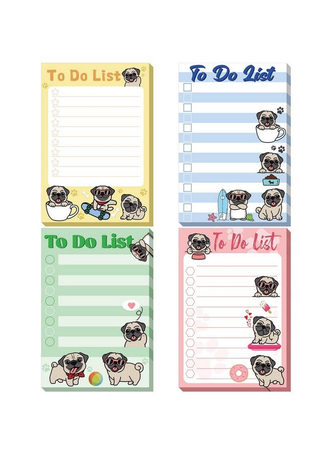 Geyee 4 Pads Funny Animal Sticky To Do Notepad Chicken Hens Dogs Cats Pigs Lover Gifts Chicken Scratch Notepad Chicken Gifts For Rooster Baby Chicklet Barn Office Decor Accessories 4 X 6'' (Pug) - Image 2