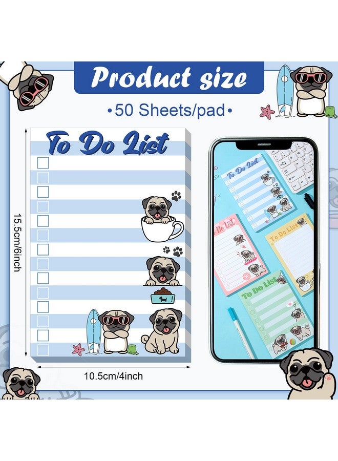 Geyee 4 Pads Funny Animal Sticky To Do Notepad Chicken Hens Dogs Cats Pigs Lover Gifts Chicken Scratch Notepad Chicken Gifts For Rooster Baby Chicklet Barn Office Decor Accessories 4 X 6'' (Pug) - Image 3