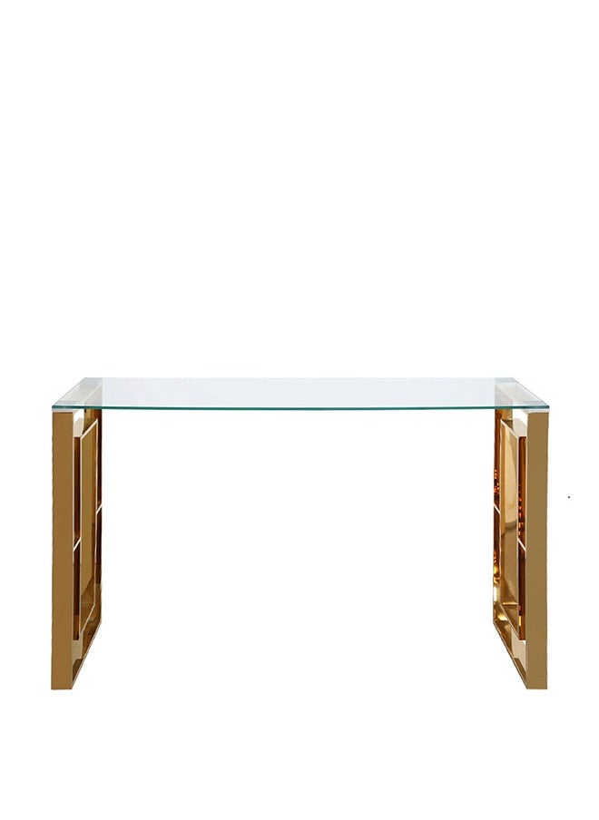 VANITY LIVING Console Table Modern Tempered Glass Top, Entryway Table Verona Gold Sturdy Stainless Steel Frame, Narrow Hallway Table for Living Room  - Image 2