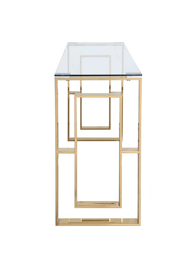 VANITY LIVING Console Table Modern Tempered Glass Top, Entryway Table Verona Gold Sturdy Stainless Steel Frame, Narrow Hallway Table for Living Room  - Image 4