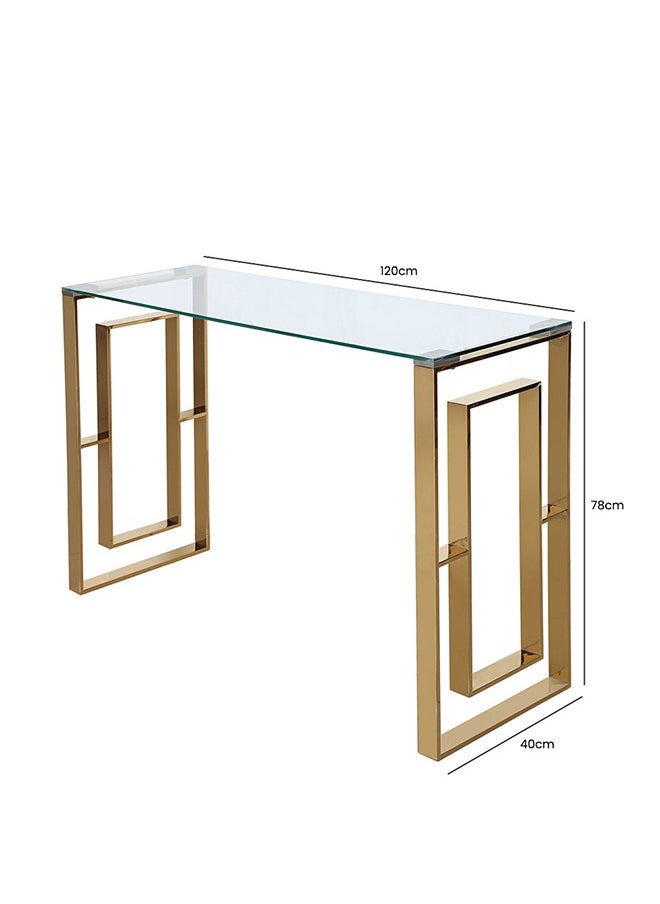 VANITY LIVING Console Table Modern Tempered Glass Top, Entryway Table Verona Gold Sturdy Stainless Steel Frame, Narrow Hallway Table for Living Room  - Image 3