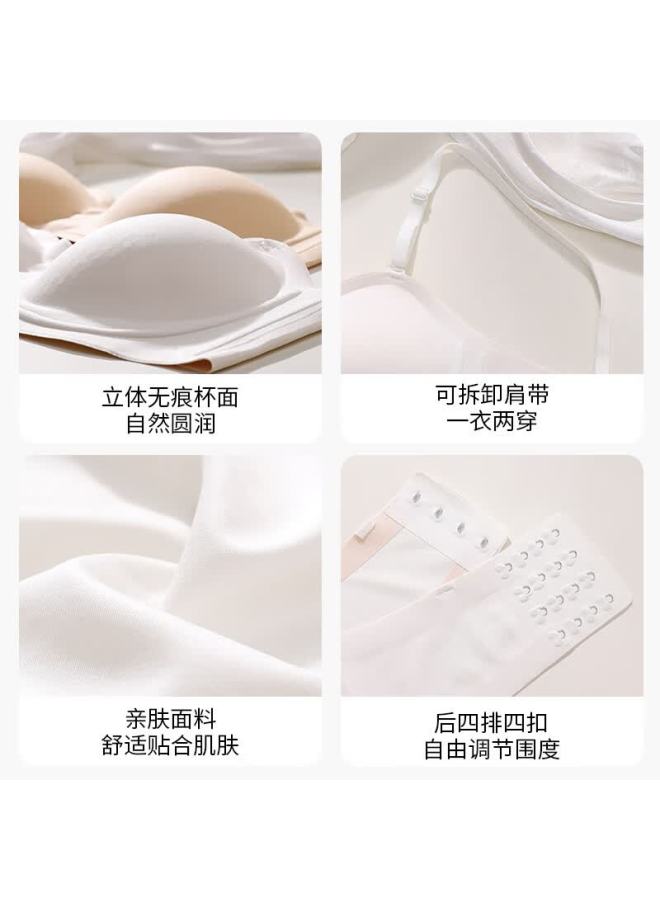 Ziyouxi Women's Bra, Push-up, Seamless, Side Support, Detachable Straps, Anti-sagging, Lifting, Bandeau, Side Support, Soft Support