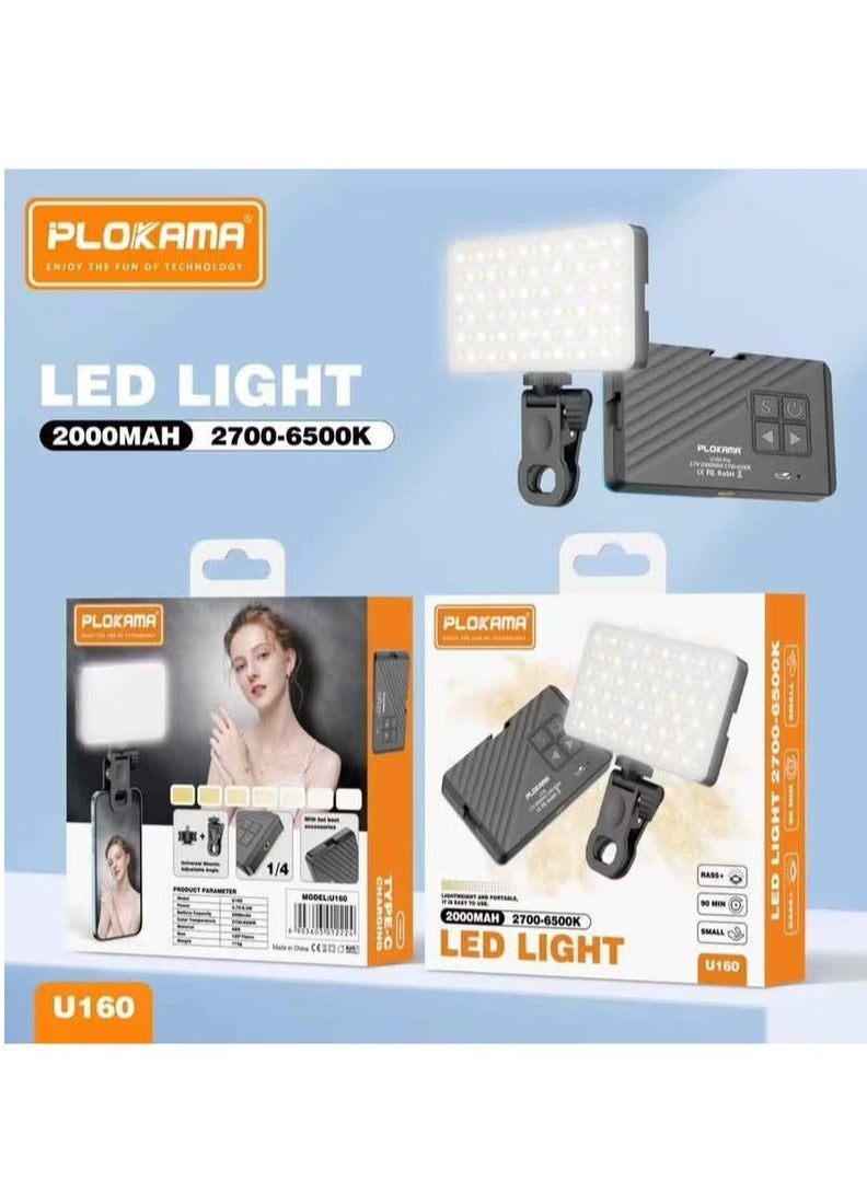 Plokama U160 Selfie Flash Light Portable Clip-on Mini Led Video Light Photography Light Box Clip-on Light Make Up Artist Mobile Phone Computer - Image 1