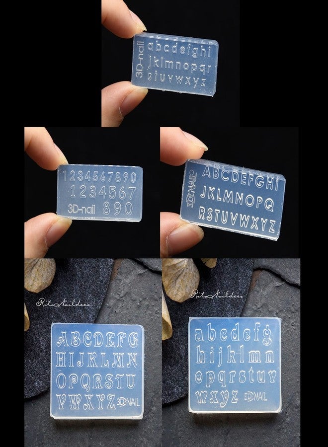 SUQIKMX 5 Pack 3D Nail Molds, Silicone Letters & Numbers Nail Art Mold - Decorative Mini Nail Silicone Mould Nail Charm Molds Making Tool - Image 3