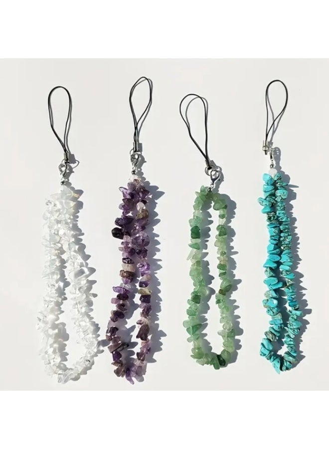 NIBEMINENT Phone Charm/ Chain Strap for Women Girls,Natural Crystal Cell Phone Case Lanyard Wrist Strap - Image 2