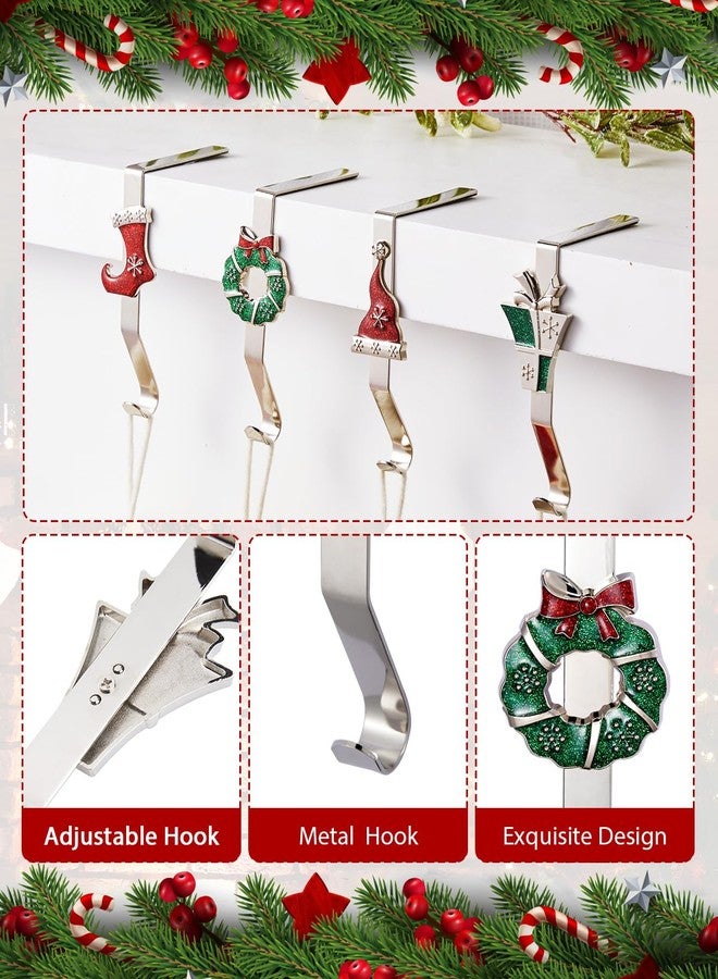 MineTom Christmas Stocking Holders for Mantles Set of 4, Colorful Stocking Hangers for Fireplaces, 4 Pack Non-Slip Stocking Hooks for Mantle, Stocking, Wreath, Hat, Gift Hook for Christmas Party Decorations - Image 2