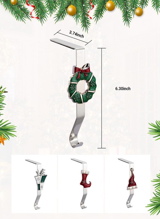 MineTom Christmas Stocking Holders for Mantles Set of 4, Colorful Stocking Hangers for Fireplaces, 4 Pack Non-Slip Stocking Hooks for Mantle, Stocking, Wreath, Hat, Gift Hook for Christmas Party Decorations - Image 4