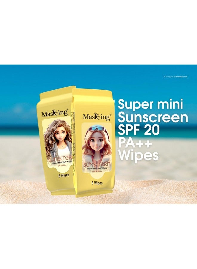 Masking super mini SPF 20 PA++ UV, UVA & UVB protection sunscreen no white cast wipes for toned & glowing skin (20 Pack) - Image 3