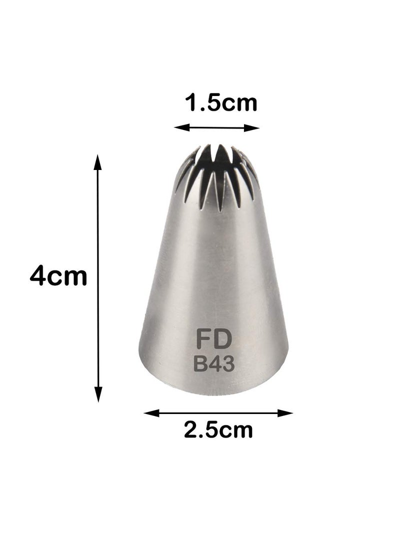 Fine Décor FineDecor Large Piping Tip Seamless Stainless Steel Icing Piping Nozzle Tip Cake Decorating Tools Cream Puff Decor Pastry Icing Piping Tool for Baker 1 Piece B43  - Image 2