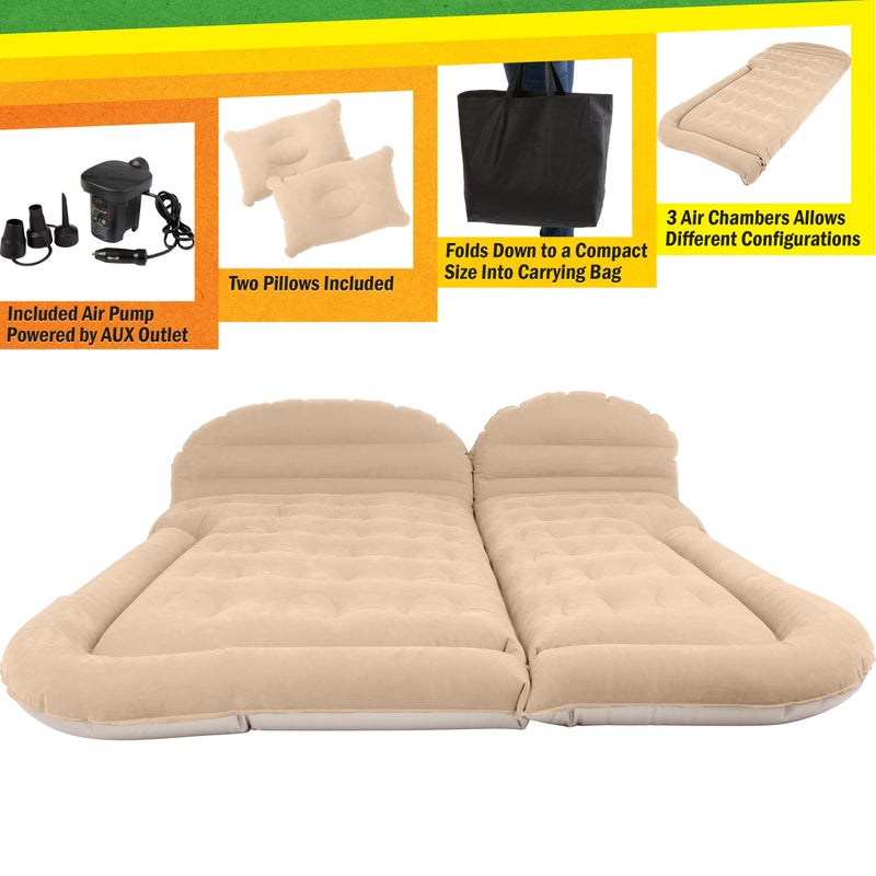 Wakeman Inflatable Mattress - Car Air Mattress for SUV or Tent with Aux Outlet Pump and 2 Inflatable Pillows - Car Camping Gear Outdoors (Beige) - Image 4