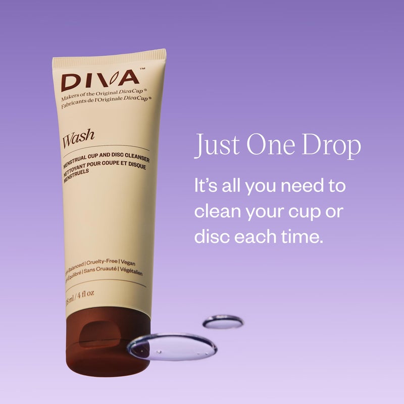 DivaCup DIVA Wash - Menstrual Cup & Disc Cleanser - Requires One Drop Only - Wash for Period Care - 100% Plant-Based Cleansing Wash - Fresh Citrus Scent - 4 Fl Oz - Image 4