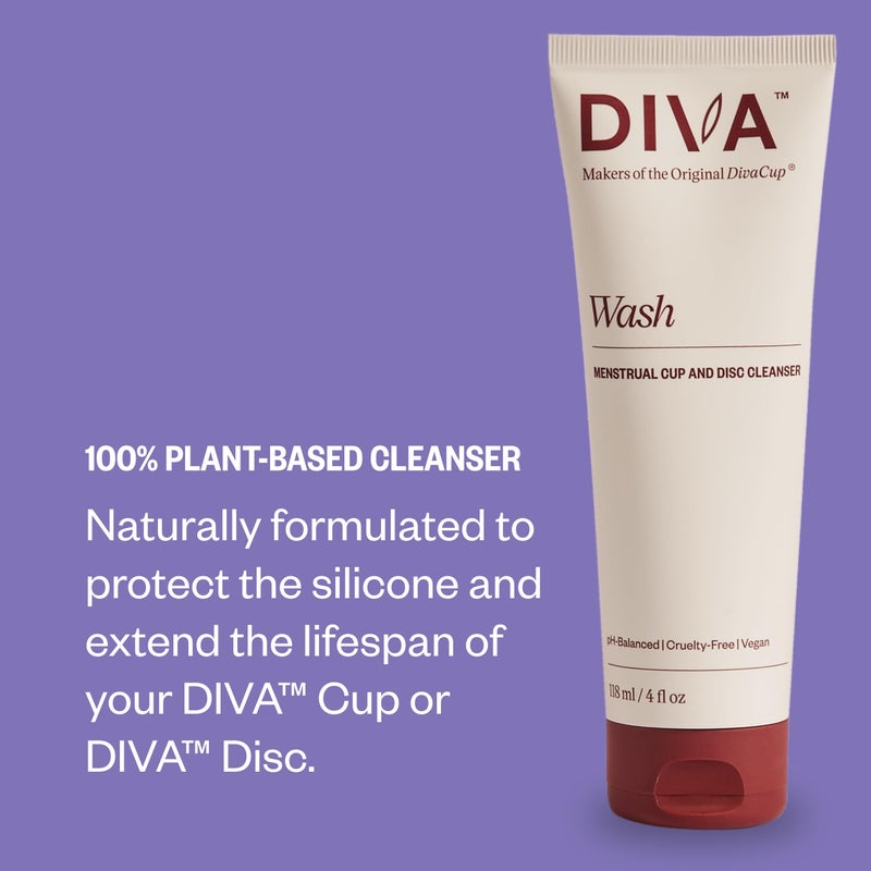 DivaCup DIVA Wash - Menstrual Cup & Disc Cleanser - Requires One Drop Only - Wash for Period Care - 100% Plant-Based Cleansing Wash - Fresh Citrus Scent - 4 Fl Oz - Image 5