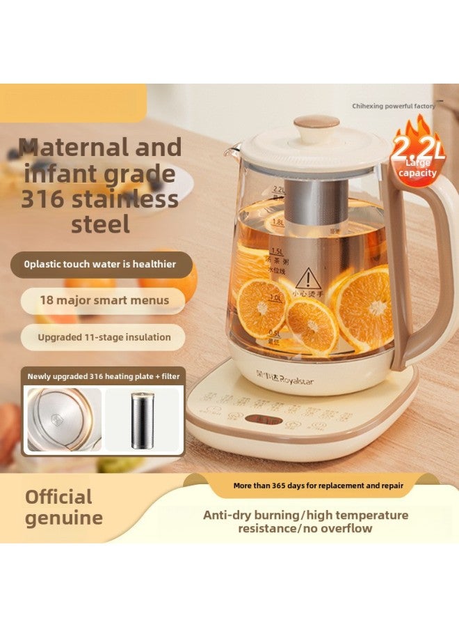 Newest Health Pot Office Hot Water Multifunctional Household Large Capacity Tea Maker Automatic Constant Temperature Kettle-Color:Upgraded Filter Model - 2.2 Liters Can Be Installed [non-sticky 304 Chassis] Thickened Explosion-proof Glass-Capacity:Default  - Image 2