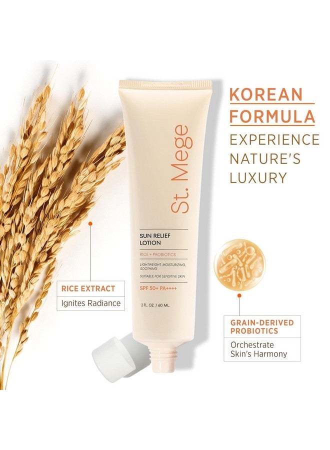 St. Mege Rice Korean Lightweight Sunscreen - Daily 50+ PA++++ Travel Size Sunscreen Lotion - Reef Safe, No White Cast, 2 OZ - Image 2
