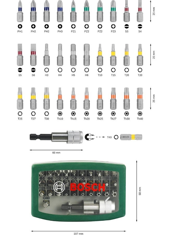 BOSCH Bosch 2607017063 32Pcs Screwdriver Bit Set, Multi-Colour  - Image 3