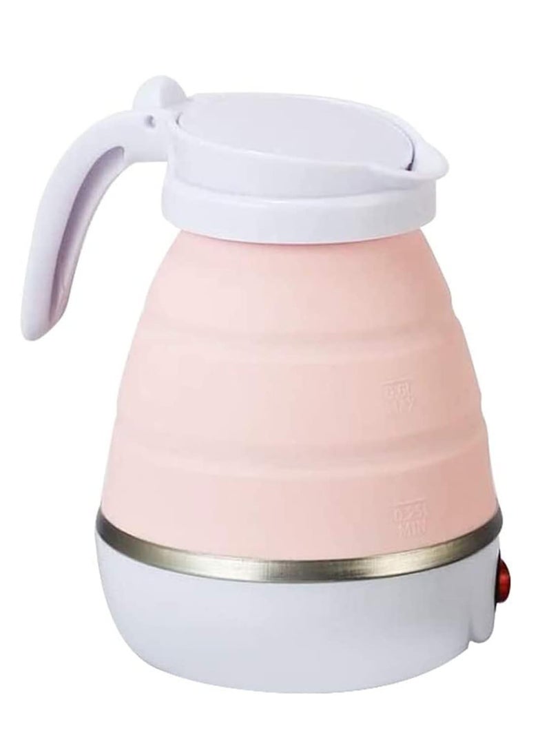 Generic Electric folding kettle made of silicone, easy storage, quick water pot heater for tea and coffee, size 600 ml, sold by (Black Fire) ( Pink)  - Image 1