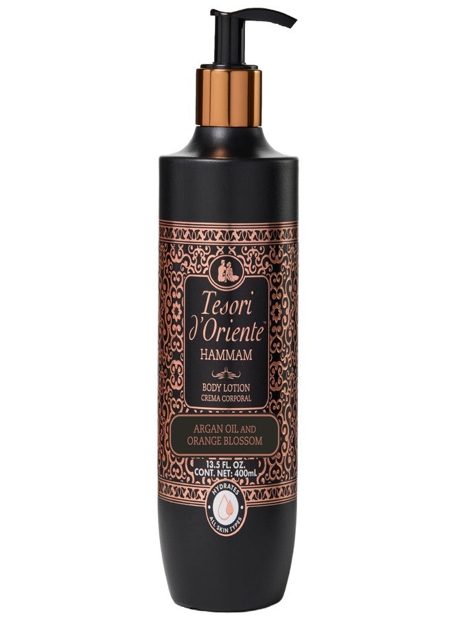 Tesori d'Oriente Tesori d’Oriente Hammam Body Lotion, 13.5 fl oz, Daily Full Body Moisturizer with Argan Oil, Fast-Absorbing, Lightweight & Non-Greasy, Orange Blossom Scented, All Skin Types - Image 1