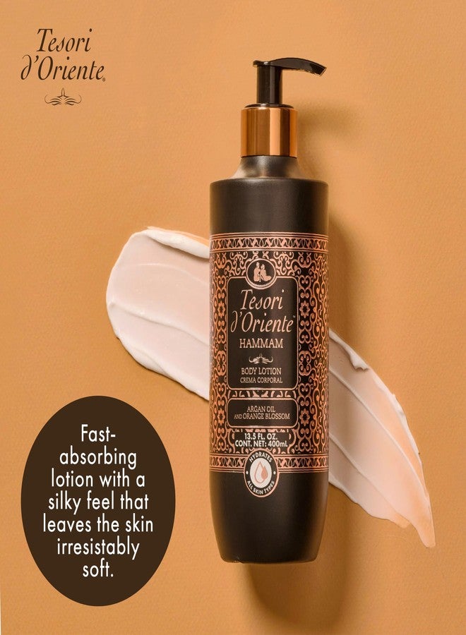 Tesori d'Oriente Tesori d’Oriente Hammam Body Lotion, 13.5 fl oz, Daily Full Body Moisturizer with Argan Oil, Fast-Absorbing, Lightweight & Non-Greasy, Orange Blossom Scented, All Skin Types - Image 4