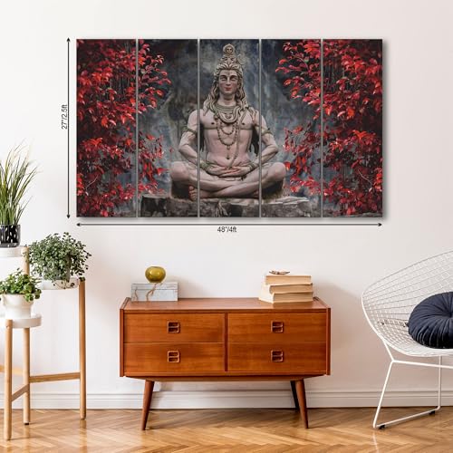 The Castle Decor Colour Lord Shiva Meditating painting with frame 5 Big Size (27x48) Wall Art for living room,Bedroom,Drawing room,Hotels-Wooden Framed-Digital Painting - Image 2