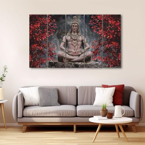 The Castle Decor Colour Lord Shiva Meditating painting with frame 5 Big Size (27x48) Wall Art for living room,Bedroom,Drawing room,Hotels-Wooden Framed-Digital Painting - Image 3