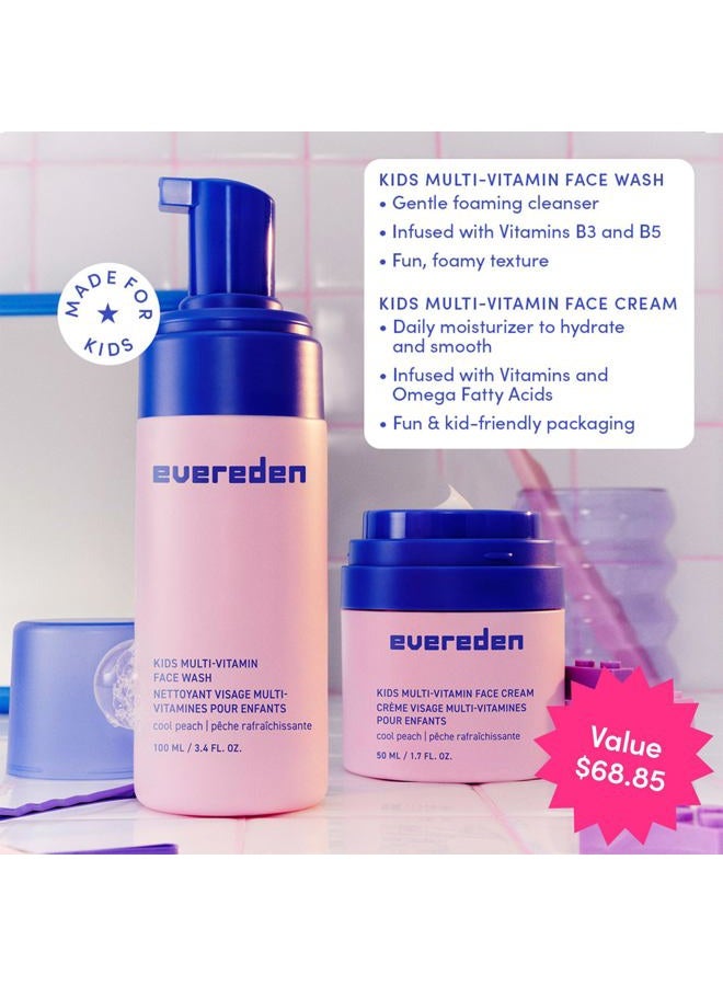 Evereden Happy Kids Skin & Lips Routine - Multi-Vitamin Face Wash & Face Cream Peach & Tinted Lip Oil Sakura Pink Set - Clean & Vegan Skin Care for Kids 3+ - Moisturizing, Nourishing, & Protective - Image 3