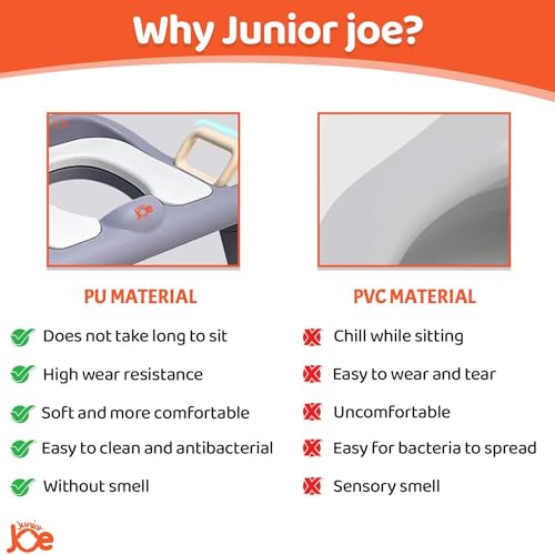 JUNIOR JOE Foldable Potty Training Seat with Stairs - Adjustable Install-Free Toilet Trainer with Non-Slip Splash Guard for Toddler Boys & Girls (PEACH) - Image 4