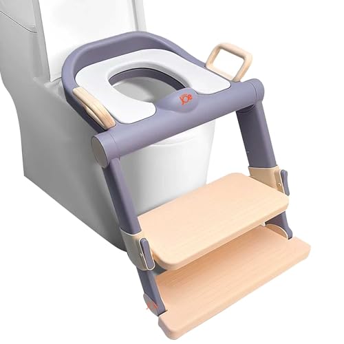 JUNIOR JOE Foldable Potty Training Seat with Stairs - Adjustable Install-Free Toilet Trainer with Non-Slip Splash Guard for Toddler Boys & Girls (PEACH) - Image 1
