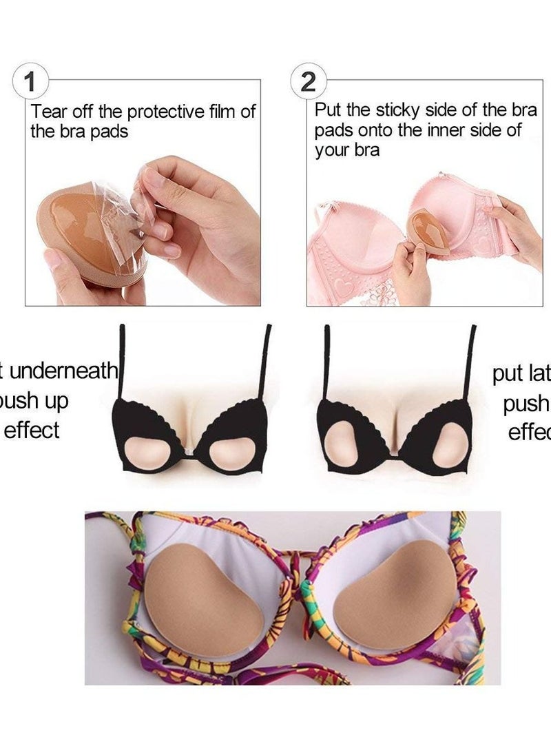SYOSI - 6 Piece Bra Pads Push Up Breast Pads, Self Adhesive Invisible Breast Patch Underwear Breast Pads, Increase Cup Size, Breathable, Reusable, Waterproof, Cleavage Enhancer Pads (Skin and Black) - Image 1
