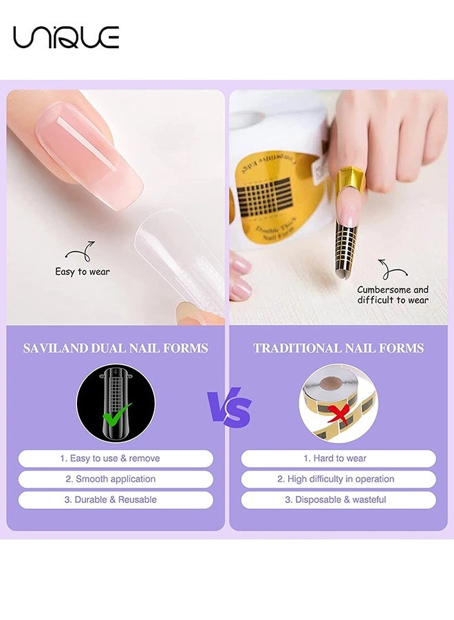 Unique Poly Gel Quick Building Nail Set -100Pcs False Nail Mold Clear Nail Extension Form Tips - 10 Sizes - 5 Nail Tips Clip And 1Pcs Dual-Ended Poly Extension Brush Picker For Poly Gel Extension,Home Salon - Image 5
