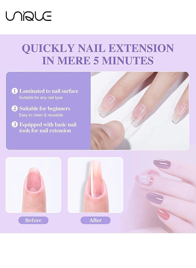 Unique Poly Gel Quick Building Nail Set -100Pcs False Nail Mold Clear Nail Extension Form Tips - 10 Sizes - 5 Nail Tips Clip And 1Pcs Dual-Ended Poly Extension Brush Picker For Poly Gel Extension,Home Salon - Image 3