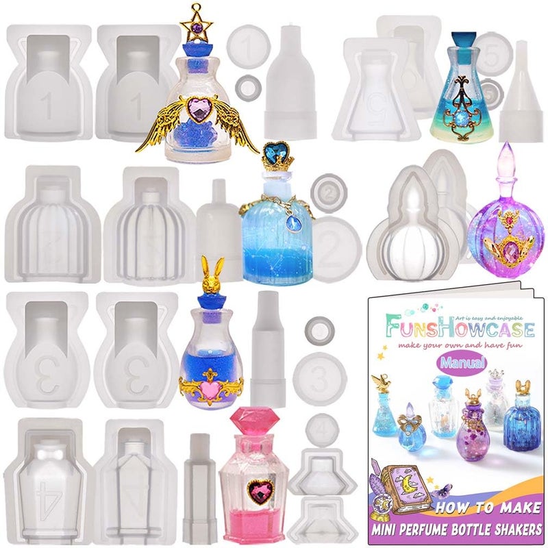 FUNSHOWCASE Small Bottle Container and Stopper UV Resin Epoxy Silicone Mold Jewelry Casting 6 Trays Set - Image 1
