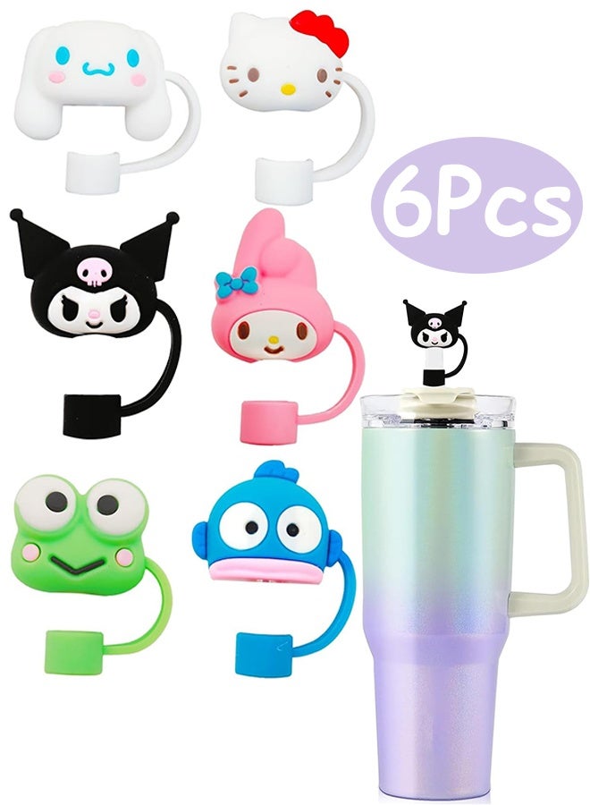 6Pcs Reusable Stanley Straw Cover, Silicone Straw Topper Straw Covers Cap for Stanley Cup 30&40oz with Tumblers 10mm 0.4in Stanley Lid Accessories Simple Stanley Cup Straw Topper - Image 1