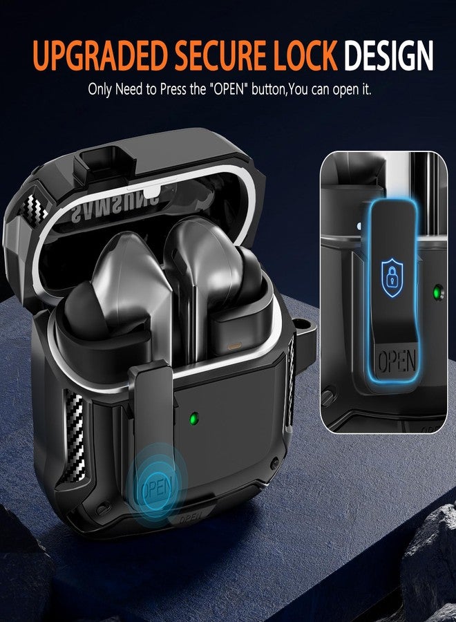 MCTOPZO Compatible with Samsung Galaxy Buds 3 & Galaxy Buds 3 Pro Case with Phone Stand,Secure Lock Clip & Cleaning kit Carbon Fiber Protection Design Case for Galaxy Buds 3 Pro - Image 4