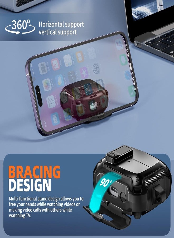 MCTOPZO Compatible with Samsung Galaxy Buds 3 & Galaxy Buds 3 Pro Case with Phone Stand,Secure Lock Clip & Cleaning kit Carbon Fiber Protection Design Case for Galaxy Buds 3 Pro - Image 3