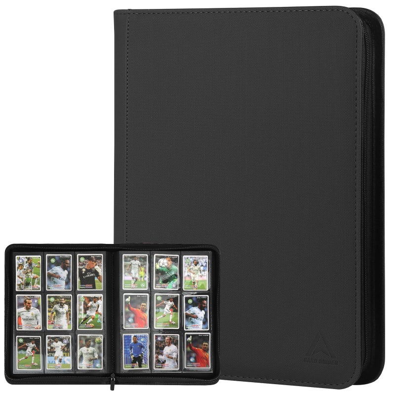 Arkeiliy 9 Pocket Card Binder - 540 Capacity with Zip Closure Premium, Double-Sided,Sturdy & Sleek PU Leather Protector for MTG, TCG, Sport & Collectible Cards (Black) - Image 1