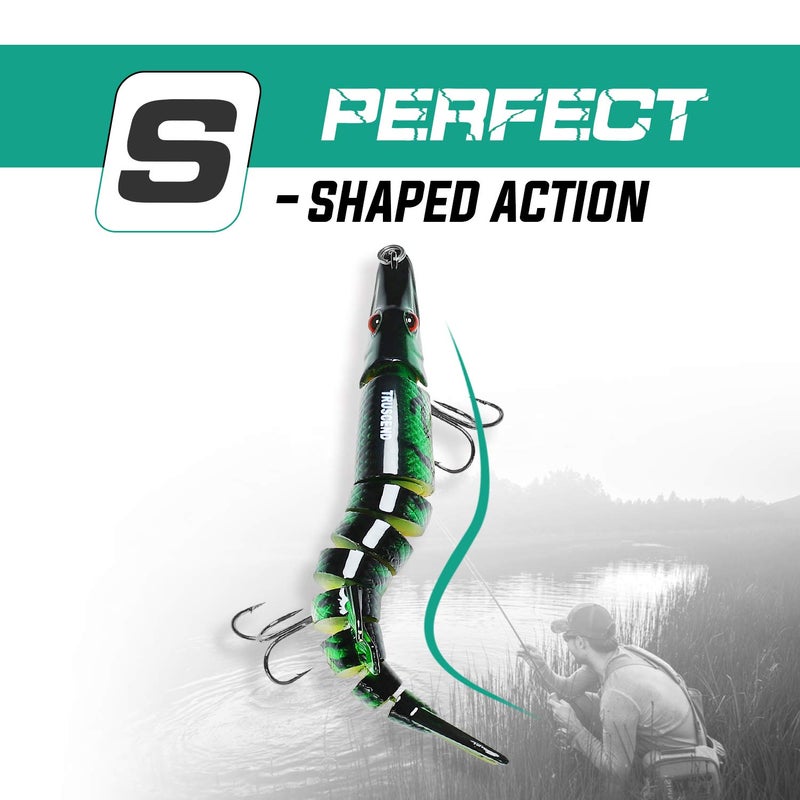TRUSCEND Easy Catch Swimmax, Magic Noisy Turbulent Wiggling and Vibrating Actions for More Bites, Segmented Swimbait Jointed by Dyneema Strongest Fiber, Lifelike Fishing Lures for Relax Family Fishing - Image 2