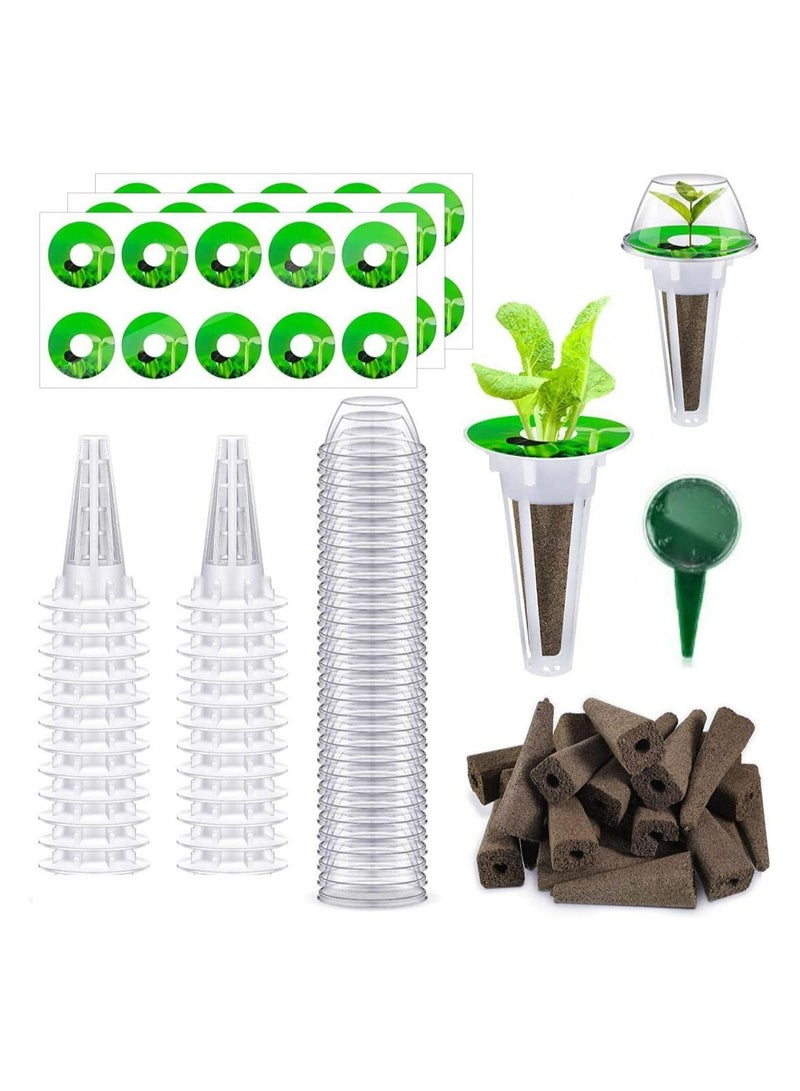 CMGTYYD. 97 قطعة طقم إكسسوارات الحدائق المائية مع 24 سلة زراعة 24 سلة زراعة 24 غطاء 24 إسفنجة 24 ملصق 24 ملصق و 1 موزع طقم أدوات زراعة مائية مائية لزراعة النباتات المائية لنظام بدء البذور - Image 1
