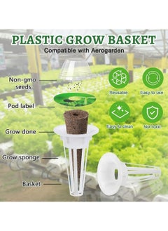 CMGTYYD 97 Pcs Hydroponic Garden Accessories Pod Kit With 24 Grow Baskets 24 Lids 24 Sponges 24 Labels and 1 Dispenser Hydroponic Growing Kit Hydroponic Plant Germination Kits for Seed Starting System  - Image 4
