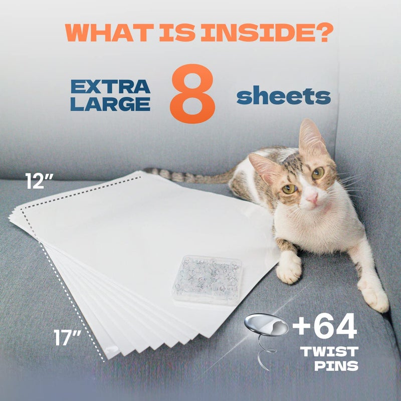 KatSupreme Cat Scratch Furniture Protector - Couch and Sofa Guards - 8 XL Sheets with 64 Pins (8 XL Sheets and 64 Pins) - Image 5