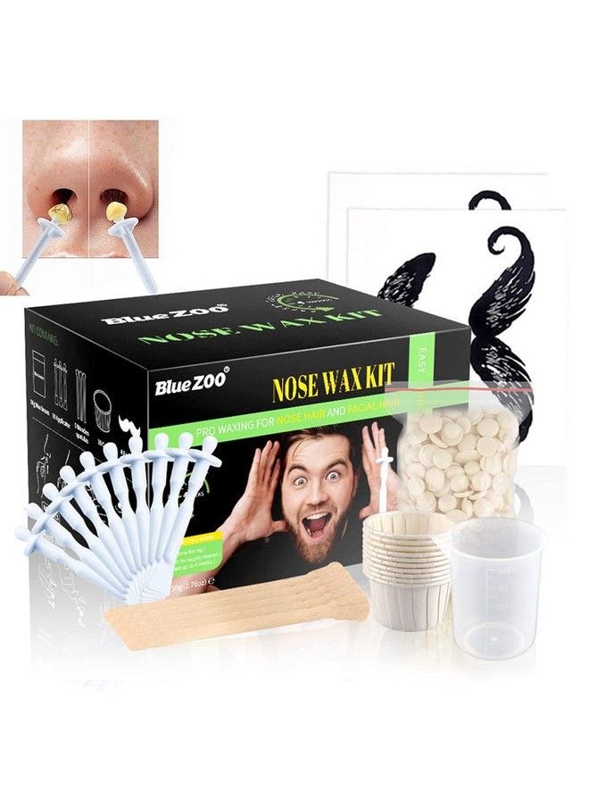maycreate - Nose Wax Kit For Men Women Eyebrows Ears Lips Facial Nose Hair Removal Wax 50G Wax 10 Applicators 5 Wooden Stick 10 Little Cups 1 Protect Sticker 1 Measuring Cup - Image 1