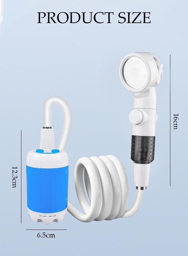 DUNISO Portable Bathroom Shower Set,Shower Pump with Shower Head, Rechargeable Portable Camping Outdoor Shower Sprayer Pumps Water from Bucket，Waterproof and Non Leakage，for Camping, Hiking, Travel, Car Washing Pet Cleaning - Image 2