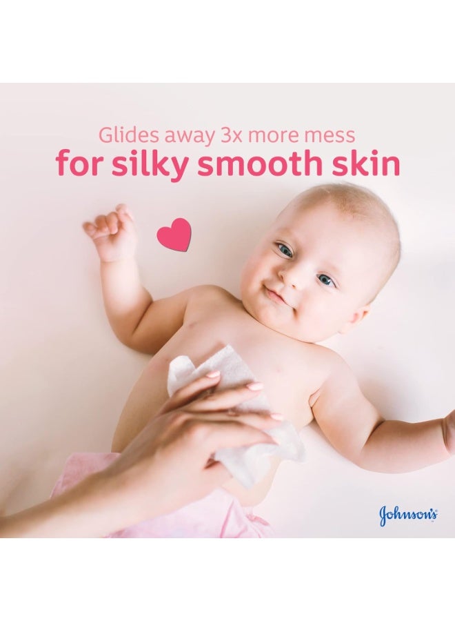 erorex Johnson's Baby Wipes Gentle All Over 2+1 Value Pack 216 Wipes No More Tears with Silk Extract - Image 2