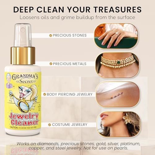 Grandma's Secret Gold and Silver Jewelry Cleaner Solution - Ammonia Free Gold Jewelry Cleaner Liquid for Silver, Diamonds, and Gemstones - Safe & Effective for Daily Use, 3 oz - Image 3