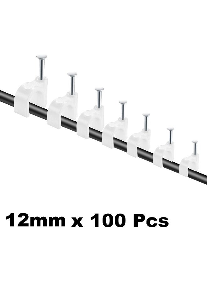 Royal Apex Electrical Cable Wire Round Clips, Steel Nails Tacks Holder For Organizing Electric Wires Cables Lines - White (12Mm - 100Pcs) - Image 2