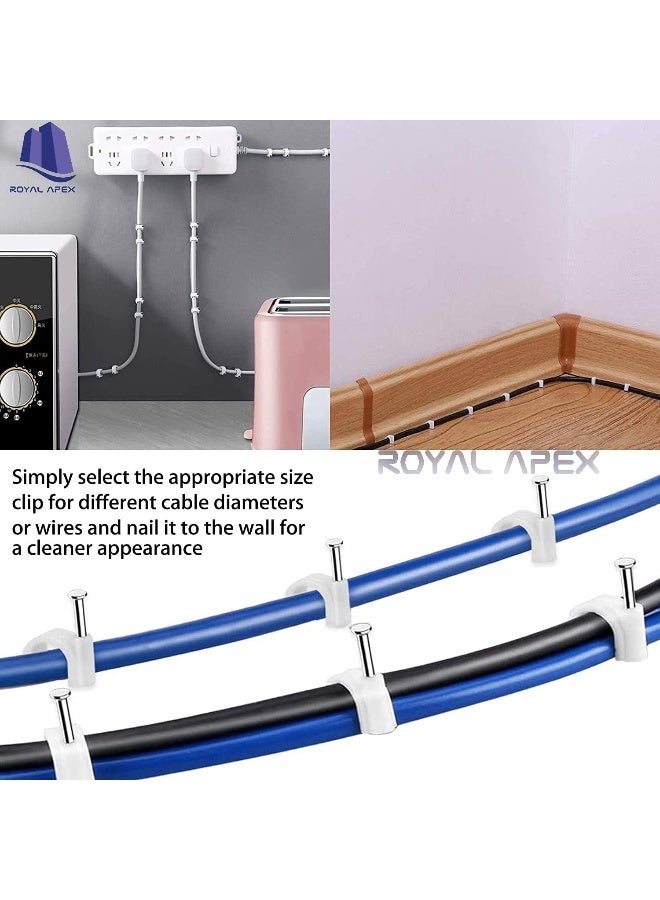 Royal Apex Electrical Cable Wire Round Clips, Steel Nails Tacks Holder For Organizing Electric Wires Cables Lines - White (12Mm - 100Pcs) - Image 3