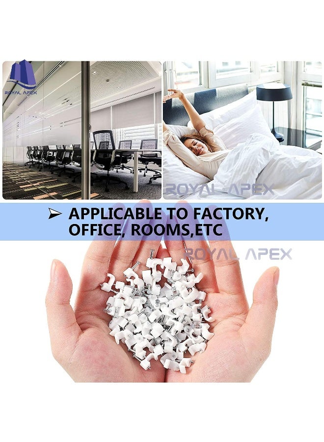 Royal Apex Electrical Cable Wire Round Clips, Steel Nails Tacks Holder For Organizing Electric Wires Cables Lines - White (12Mm - 100Pcs) - Image 5
